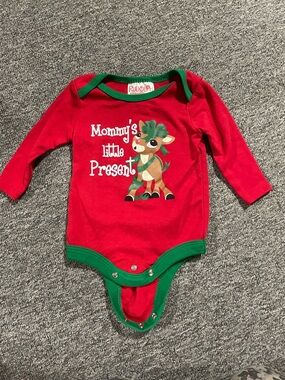 Rudolph Red & Green Infant One-Piece Bodysuit - Mommy's Little Present